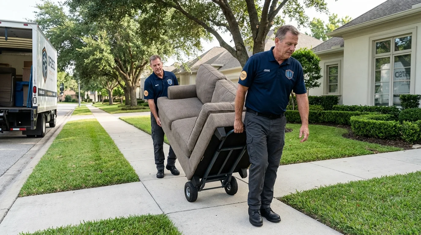 Local residential moving crew loading furniture in Nevada, IA